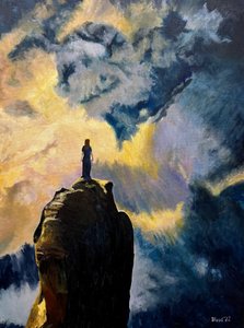 Woman Golden Sky Summit by Tom Blood