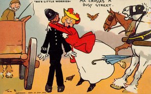 Ma Crosses a Busy Street by Tom Browne