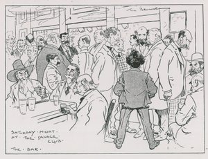 Saturday night at the Savage Club bar by Tom Browne
