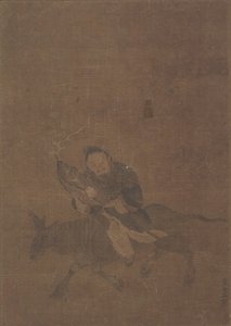Daoist Riding Horned Animal by Tong Renyi