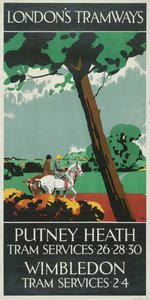 Putney Heath, Wimbledon, London County Council LCC Tramways poster, 1927 by Tony Castle