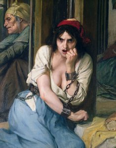 Philippe Pinel releasing lunatics from their chains at the Salpetriere asylum in Paris in 1795, 1886 (detail)