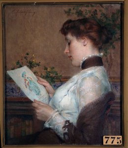 A Woman Admiring a Drawing