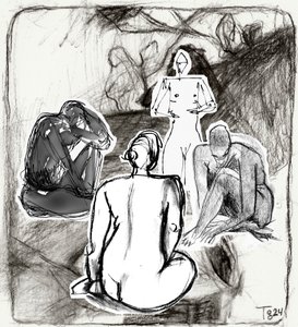 Contemplative Figures Sketch
