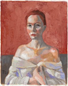 Expressive Red Portrait by Tore Bahnson