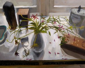Fallen Petals Windowsill by Tore Bahnson