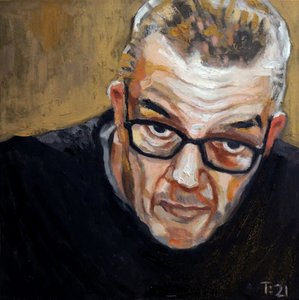 Man With Glasses Painting by Tore Bahnson