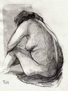 Pensive Nude Figure by Tore Bahnson