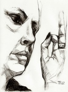 Pensive Profile Sketch by Tore Bahnson