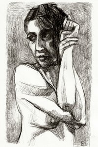 Pensive Woman Drawing by Tore Bahnson