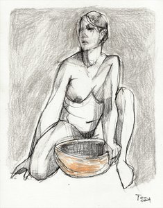 Quiet Nude Figure Drawing by Tore Bahnson