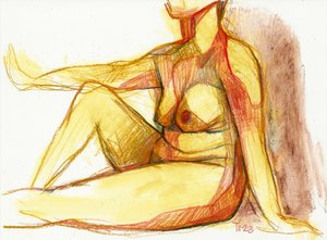 Reclining Nude Figure Drawing by Tore Bahnson