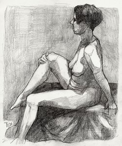 Seated Nude Figure Sketch