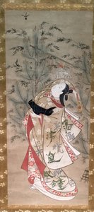 Girl Playing Battledore and Shuttlecock by Torii Kiyomasu II