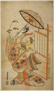 The Actor Sanogawa Mangiku I as Sanada, the Daughter of the Spinner Itoya, in the Play 