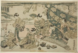 A Picnic Under Cherry Trees by Torii Kiyomitsu I