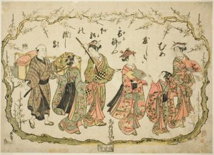 Party on their way to view plum blossoms by Torii Kiyomitsu I