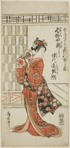 The Actor Hanagawa Ichinojo as Akane Gozen in the play "Okunizome Shusse Butai," performed at the Ichimura Theater in November 1759 by Torii Kiyomitsu I