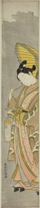 Young Man Holding Umbrella and Lantern by Torii Kiyomitsu I