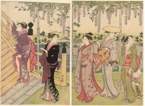 Admiring the Wisteria at the Kameido Shrine by Torii Kiyonaga