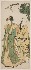 The Actor Segawa Kikunojo III and His Attendant Making Ceremonial Rounds at New Year