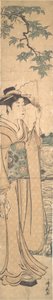 Woman with Fan on the Banks of the Sumida River by Torii Kiyonaga