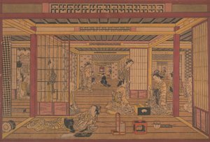 An Interior View in the Yoshiwara by Torii Kiyotada