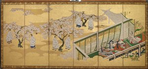 The Tale of Genji, Chapter 34; Kashiwagi catches sight of the Third Princess by Tosa Mitsuoki