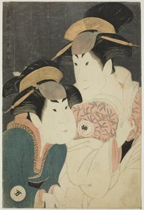 The actors Segawa Tomisaburo II (R) as Yadorigi, wife of Ogishi Kurando, and Nakamura Manyo (L) as the servant Wakakusa by Toshusai Sharaku