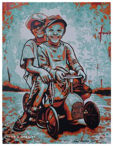Smiling Boys On Toy Car by Tosin Oyeniyi