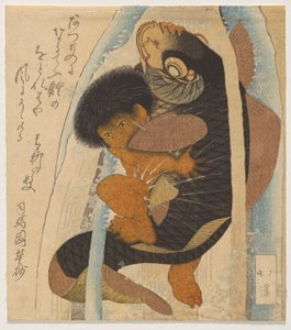 Kintarō Struggling with the Giant Carp