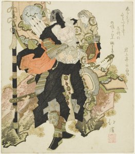 Takenouchi no Sukune Carrying the Emperor Ojin by Totoya Hokkei