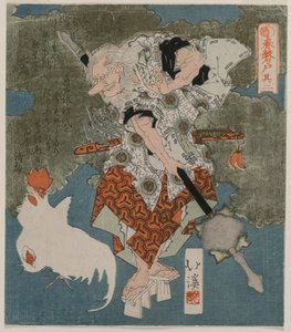 Beside a White Cock and Hen from the Series The Spring Cave, 1825 by Toyota Hokkei