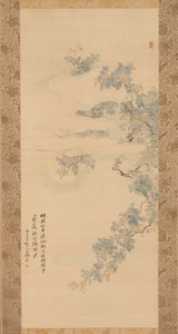 Small Bird on a Crepe Myrtle Branch, 19th Century by Tsubaki Chinzan