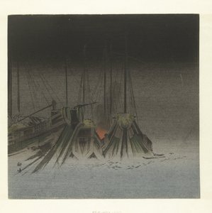 Ships at Night by Tsukioka Kogyo