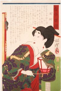Court Lady Asaoka Watching a Mouse on a Screen by Tsukioka Yoshitoshi