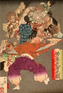 Hōjō Takatoki, Lord of Sagami, Warding Off Tengu with His Fan