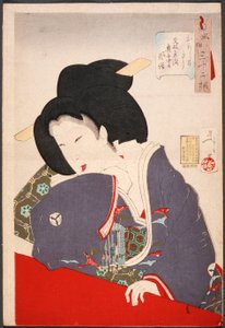 Interesting: A Lady-in-Waiting of the Bunsei Period (1818-1830) by Tsukioka Yoshitoshi
