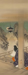 Murasaki Shikibu at Ishiyamadera Temple by Tsukioka Yoshitoshi