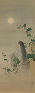 The Spirit of the Deceased Yugao Entwined in Moonflower Vines by Tsukioka Yoshitoshi