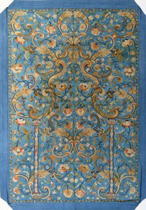 An Embroidered Prayer Hanging of Ice Blue Silk by Turkish School