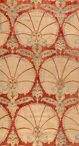 Panel of red cut velvet with carnation palmettes in gold and silver by Turkish School