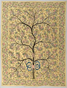 Silk Hanging with Embroidered Tree of Life by Turkish School