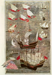 The Ottoman Fleet of Tarik-y Bayezid by Turkish School