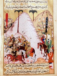 The Prophet Muhammad during the siege of Mecca. Turkish Miniature of the 18th century. Topkapi Palace Istanbul Turkey