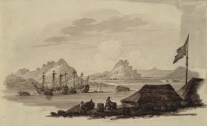 British Gunboats and Tanka Egg-Boats at Whampoa, Canton, a Deep Water Anchorage on the China Coast