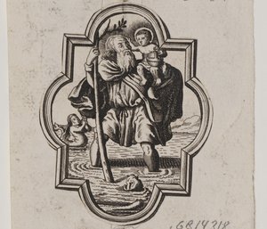 Emblem with St. Christopher by Ubekendt