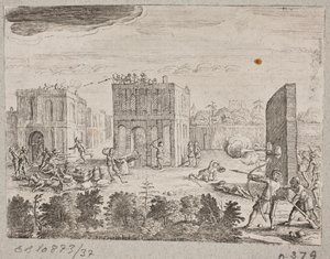 Firefight between Persians and Europeans by Ubekendt