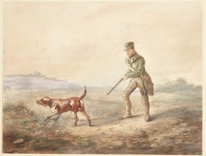 Landscape with a Hunter and His Dog by Ubekendt