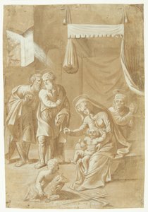 Mary with the Christ Child, John the Baptist, Elizabeth, Joseph, and Zechariah by Ubekendt